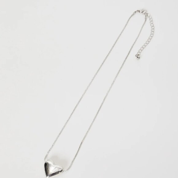 NWT 925 Sterling Silver Bubble Heart Necklace with Chain - Picture 2 of 5